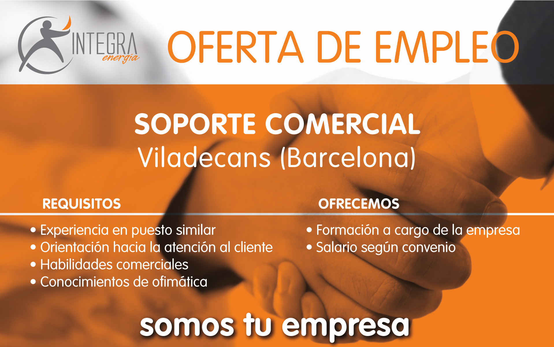 Buscamos soporte comercial en Viladecans